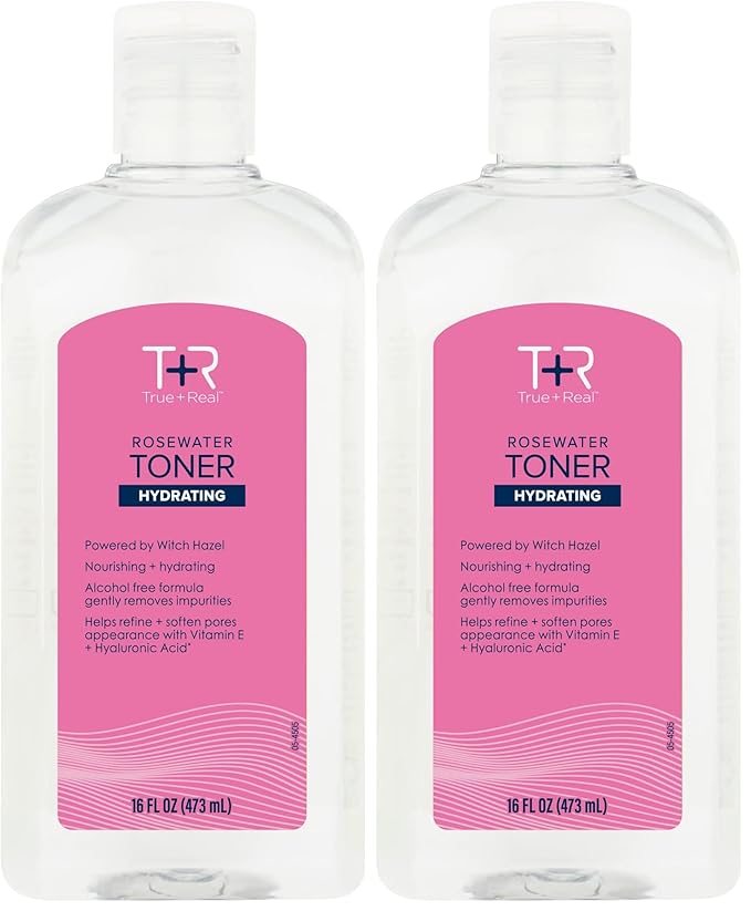 True+Real Rose Water Hydrating Toner, 16 oz (Pack of 2)