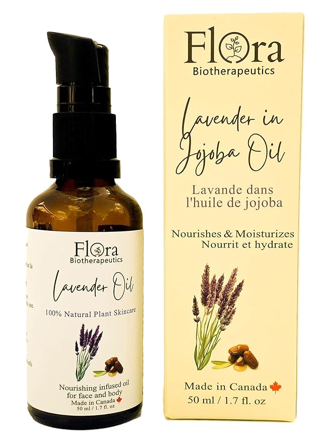 FLORA Organic Lavender infused in JOJOBA Oil. Relaxing. Calming. Regenerative. 1.7 fl oz. Made in Canada