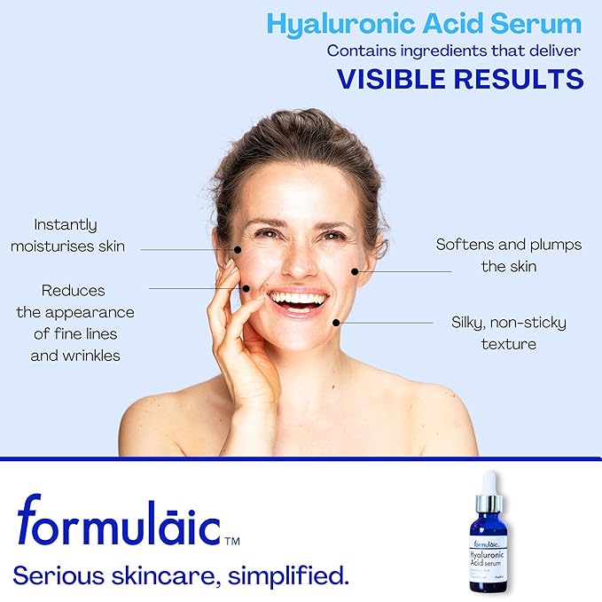 Hyaluronic Acid Facial Serum, Hydrating and Anti-Aging Serum for Face, Fragrance Free, 1 Fl Oz