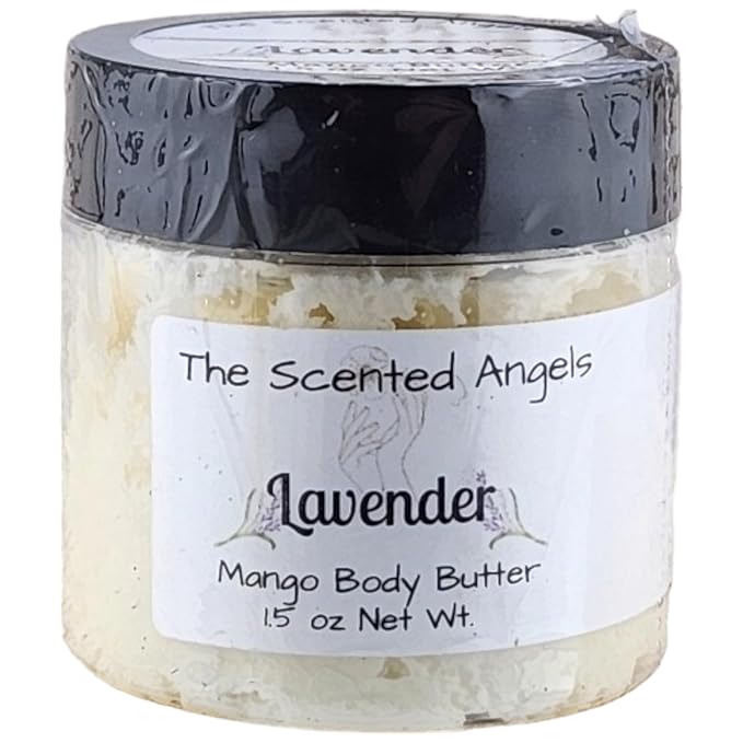 TSA Handmade Whipped Mango Lavender Body Butter Cream, Luxury Body Lotion for Dry Skin, Daily Moisturizing Shea Butter, Sunflower Oil, Mothers, Fathers, Women, Men, Teens, 1.5 oz Jar