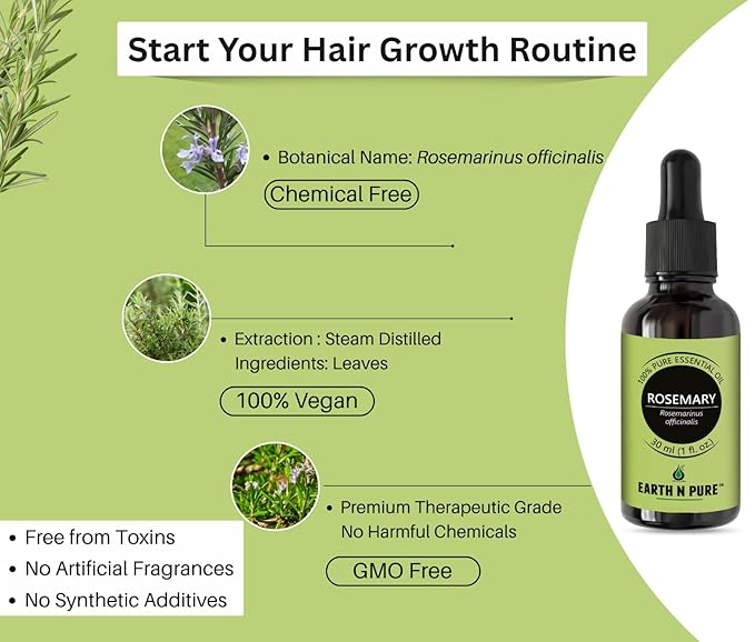 Earth N Pure Rosemary Essential Oil for Hair Growth Pure and Natural 50 ml