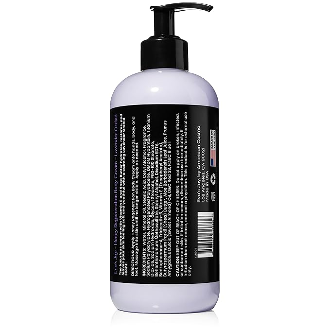 Eva's Joy Lavender Orchid Regeneration Body Cream, Nourishing Moisturizer for Soft, Glowing Skin, Non-Greasy, Daily Hydration, Supports Skin's Natural Health, 16 oz