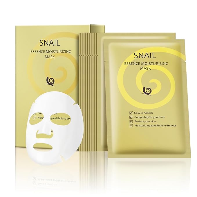Hydrating Facial Masks Skincare for Women,Snail Face Mask Sheet Skincare,Moisturizing Face Mask for All Skin Types (10-Packs)