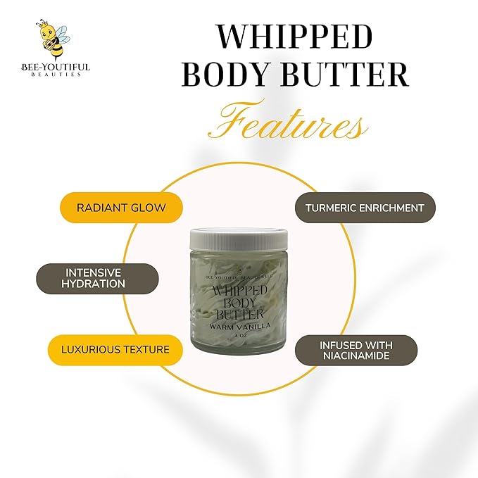 Whipped Shea + Beeswax Body Butter | Hydrating Moisturizer with Shea Butter, Mango Butter Cocoa Butter, & Beeswax for Nourishing Body Care - 8oz - Warm Vanilla