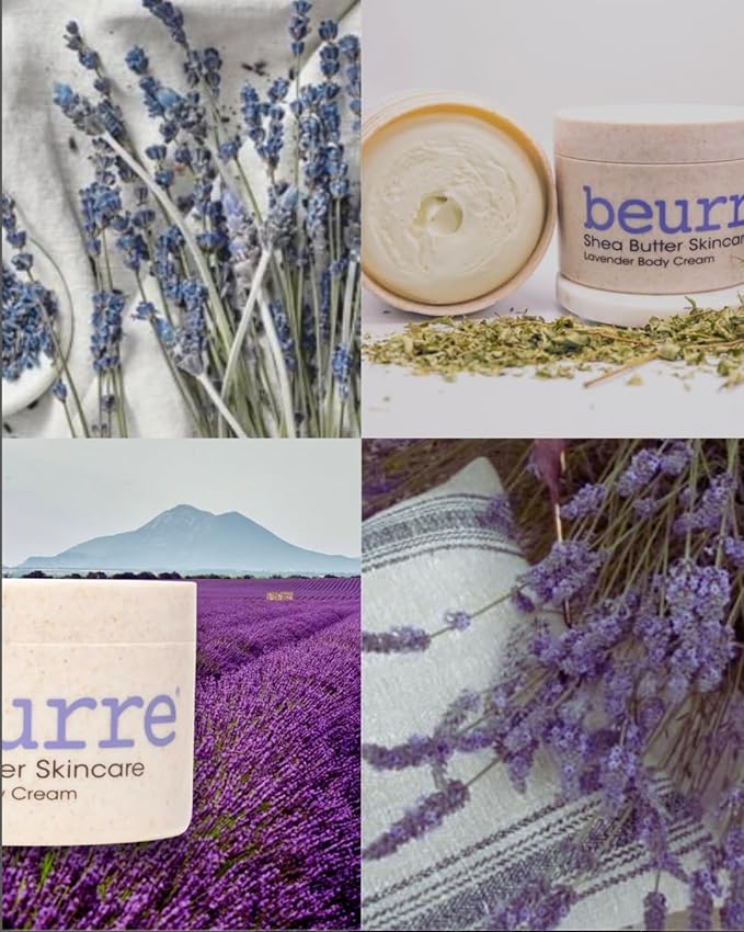 Beurre Shea Butter Body Cream – Whipped Hydrating Body Butter for Smooth, Nourished Skin – Rich Moisturizer with Lavender – Vegan, Plant-Based, Cruelty Free Skincare