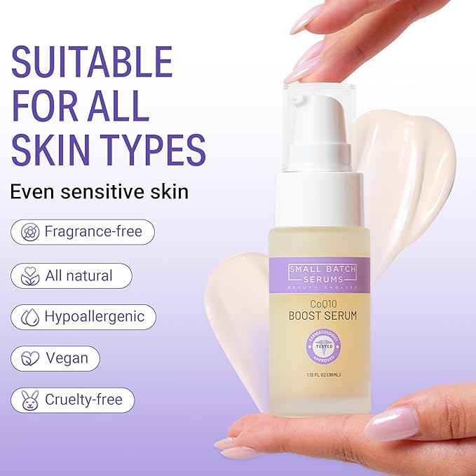 CoQ10 Pure Boost Glowing Face Serum - Coenzyme Q10 Serum with Hyaluronic Acid & Vitamin E for Enhanced Anti Aging Skin Care - Hydrating Hyaluronic Acid Facial Serum - Made in USA