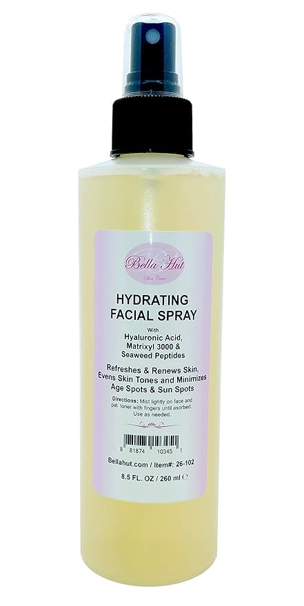 Bellahut Hydrating Facial Spray with HYALURONIC ACID, MATRIXL 3000 & SEAWEED EXTRACT, Refreshes skin, Hydrates, Increases Radiance & Reduces Fine Lines (16 Ounce)