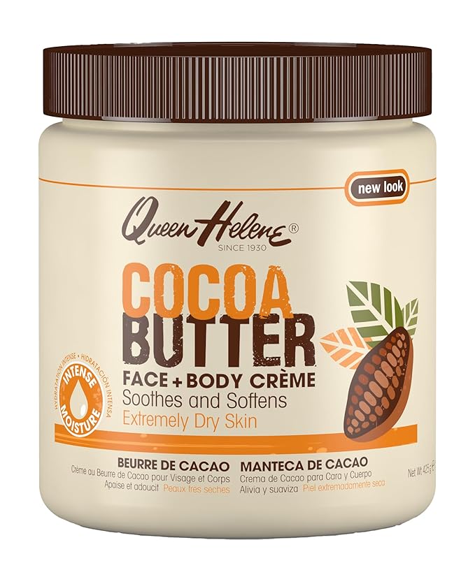 Queen Helene Cocoa Butter Face & Body Cream – Extra Rich Moisturizing Formula for Dry Skin | Softens, Smooths & Restores Radiance | 4.8 oz Jar (3 Pk)