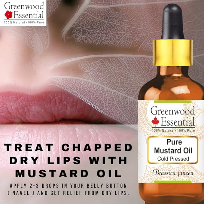 Greenwood Essential Mustard Oil (Brassica juncea) with Glass Dropper | Cold Pressed | Natural | Undiluted | for Diluting Essential Oils | for Skin & Massage | Men & Women | 50ml (1.69 oz)