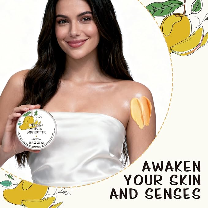 Mango Whipped Body Butter, Shea Body Butter for Women Dry Skin, Natural Mango Lotion for Body Moisturizer-Deep Moisturizing and Softening-6.8 floz(200ml)