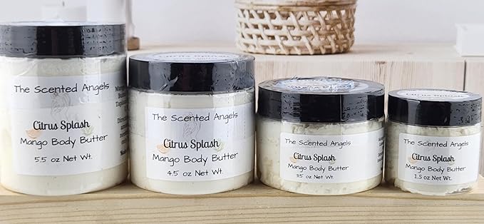 TSA Handmade Whipped Mango Citrus Splash Body Butter Cream, Luxury Body Lotion for Dry Skin, Daily Moisturizing Shea Butter, Sunflower Oil, Mothers, Fathers, Women, Men, Teens, 1.5 oz Jar