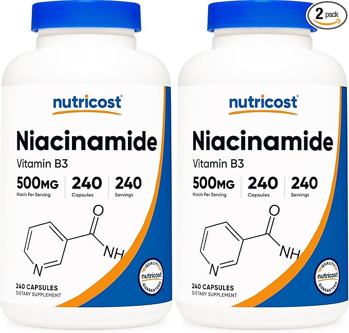 Nutricost Niacinamide (Vitamin B3) 500mg, 240 Capsules - Non-GMO, Gluten Free, Flush Free Vitamin B3 (Pack of 2)