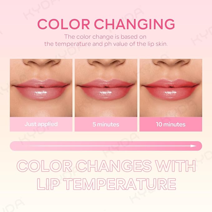 KYDA 4 Colors Color Changing Tinted Lip Balm, with Fruit Interlayer, Hydrating Tinted Lipstick, Daily Lip Moisturizer with Deep Nourishing, Buildable Natural Gloss Finish, Vegan Lipstick