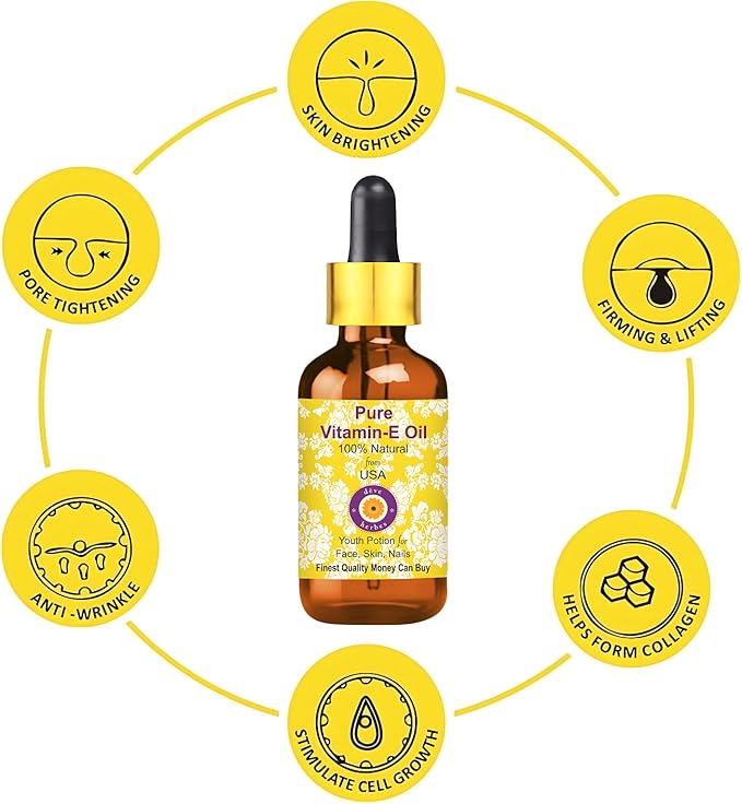 Deve Herbes Vitamin E Oil | Traditionally Extracted | Pure | Non-Sticky | Lightweight | For Skin, Hair & Nails | All Skin Types | Men & Women | 30ml X 2