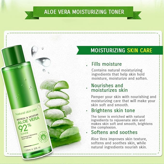 BIOAQUA 92% Aloe Vera Refresh Moisturizing Toner Natural Plant Skin Care 120ml