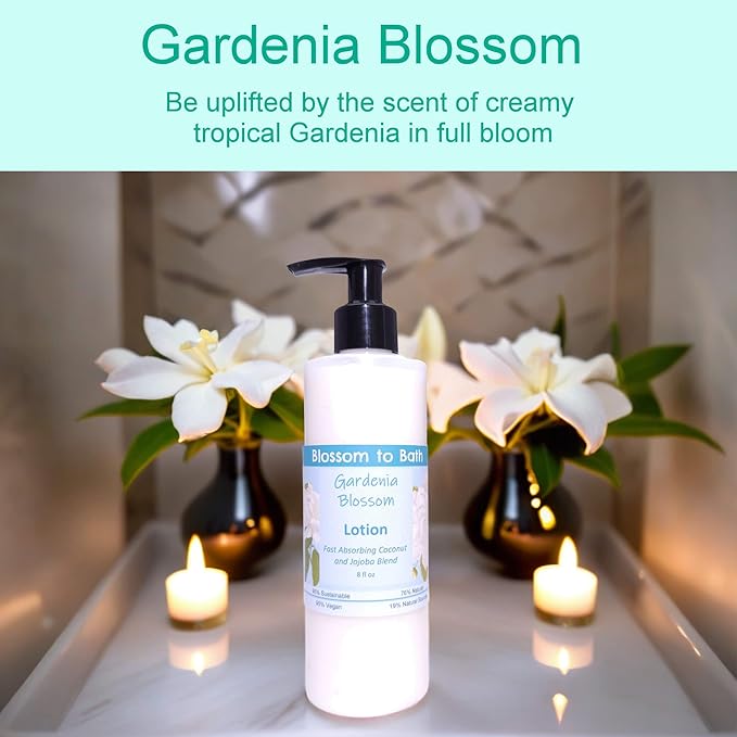 Gardenia Blossom Lotion (8 Ounce) - Phthalate Free Fragrance - Absorbs Quickly with a Rousing Floral Scent