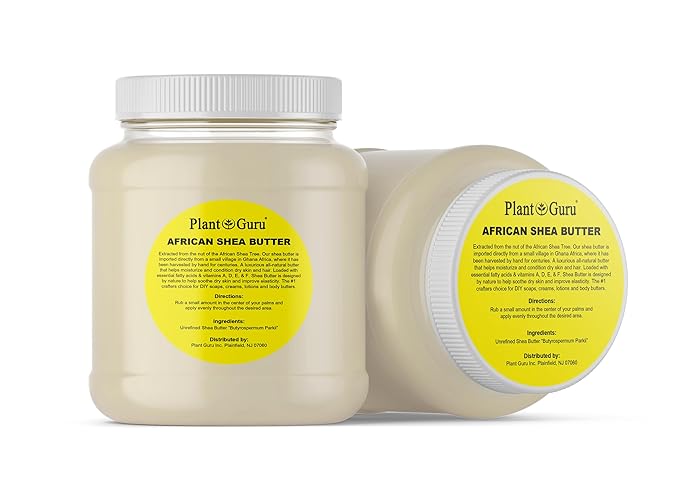 Plant Guru Raw African Shea Butter 3 lbs. Bulk 100% Pure Natural Unrefined IVORY Grade A - Ideal Moisturizer For Dry Skin, Body, Face And Hair Growth. Great For DIY Soap and Lip balm Making.