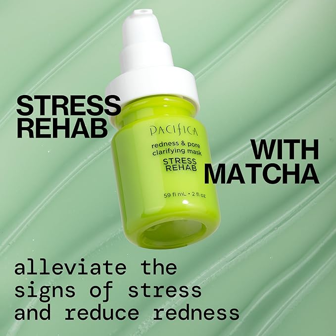 Pacifica Stress Rehab Redness & Pore Clarifying Face Mask, Niacinamide & Caffeine Facial Mask for Redness Relief, Pore Minimizer for Oily Skin, Clean Beauty Vegan & Cruelty-Free, 2 Fl Oz