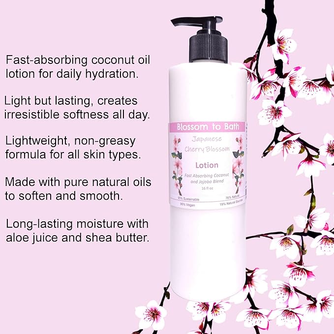 Japanese Cherry Blossom Lotion (16 ounce) - Phthalate Free Fragrance - Absorbs Quickly with an Elegantly Blossoming Scent
