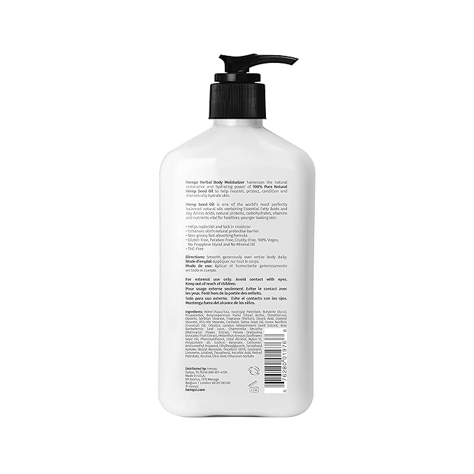 Hempz Body Lotion - Fresh Coconut & Watermelon Daily Moisturizing Cream,Shea Butter Body Moisturizer - Skin Care Products,Hemp Seed Oil - Large,(Pack of 2)