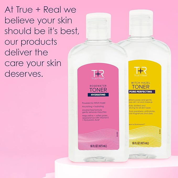 True+Real Rose Water Hydrating Toner, 16 oz (Pack of 2)