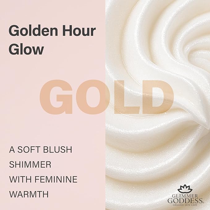 GLIMMER GODDESS Shimmer Body Butter with Organic Whipped Shea Butter for Hydration, Moisturizing & Silky Natural Glow - Gold Subtle, 4 oz