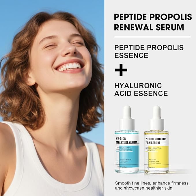 2PCS Peptide Propolis Renewal Serum, Moisturizing Anti-Wrinkle Facial Serum Contains Centella Asiatica Extract and Peptide Propolis Complex