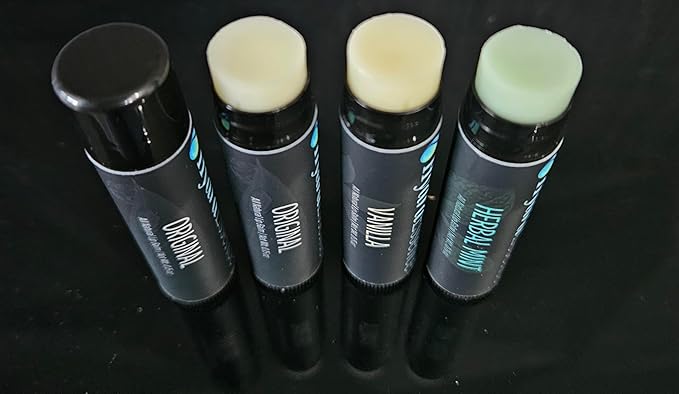 Pure Essentials Lip Balm Set – No Menthol No Camphor No Phenol – Natural Formula Variety 4-Pack, Original Vanilla Herbal Mint