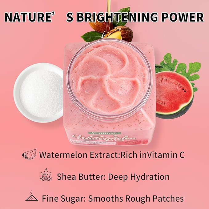 Strawberry Sugar Body Scrub, Gentle Exfoliating Body Scrub for Dry Rough Skin, Moisturizing Body Polish with Sweet Strawberry Scent for Soft Smooth Skin