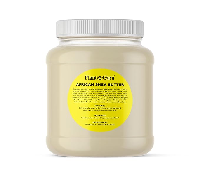 Plant Guru Raw African Shea Butter 3 lbs. Bulk 100% Pure Natural Unrefined IVORY Grade A - Ideal Moisturizer For Dry Skin, Body, Face And Hair Growth. Great For DIY Soap and Lip balm Making.