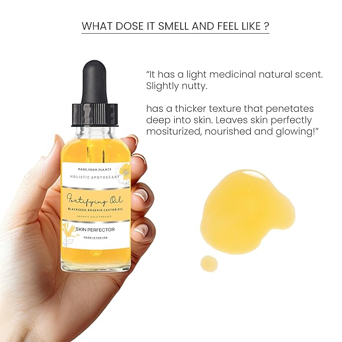 Black Seed, Rosehip & Castor Oil Organic Cold Pressed Fortifying Face Oil Anti-Age Facial Moisturizer Hydrating, Nourishing Miracle Oil Serum Glow for Dry Wrinkled Skin Natural Skincare (2 FL OZ)