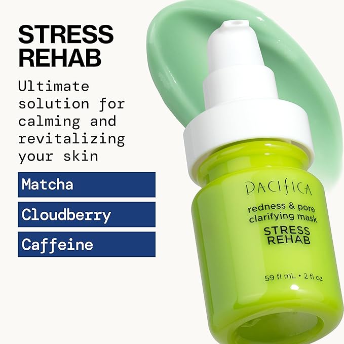 Pacifica Stress Rehab Redness & Pore Clarifying Face Mask, Niacinamide & Caffeine Facial Mask for Redness Relief, Pore Minimizer for Oily Skin, Clean Beauty Vegan & Cruelty-Free, 2 Fl Oz (Pack of 2)