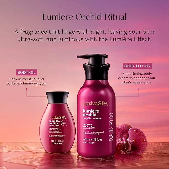 Nativa SPA Orchid Lumière Scented Body Cream, Firming & Hydrating Lotion with Quinoa Oil, 13.5 Ounce (400ml)