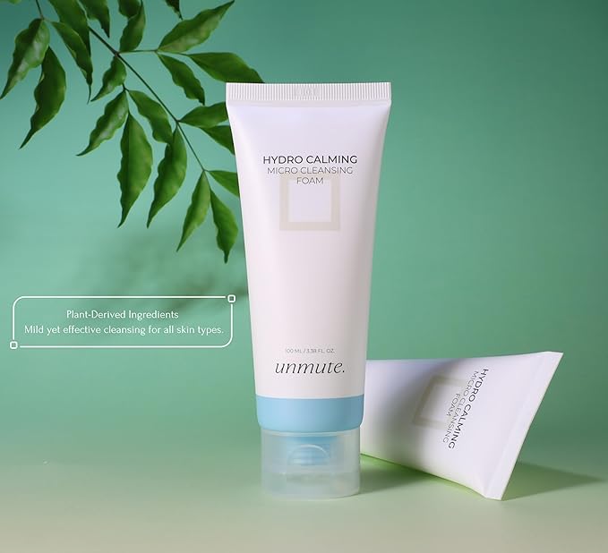 UNMUTE Hydro Calming Micro Cleansing Foam 100ml (3.38 fl oz) – Gentle Face Cleanser with LHA & Plant-Derived Ingredients | Deep Cleansing, Hydrating & Skin-Soothing Formula