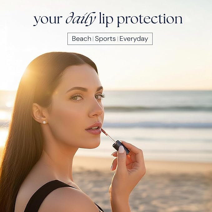 Brush On Block Sun Shine Protective Lip Oil SPF 30, Mineral Protection from UVA/UVB & Blue Light, Hydrating, Cruelty-Free, Gluten-Free, & Vegan, Fig