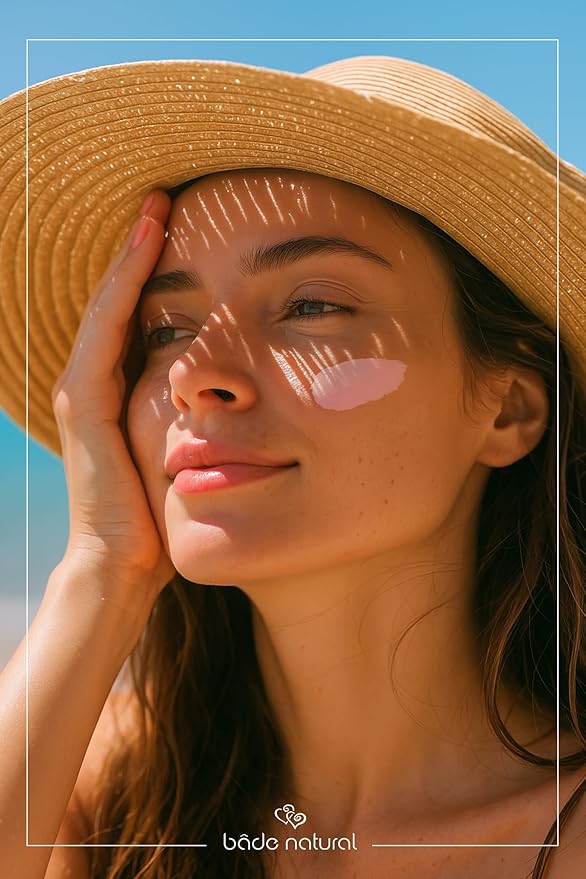 Bade Natural Tone-Correcting & Brightening Pink Mineral Sunscreen Milk SPF 50 – Broad Spectrum UVA/UVB Protection with Zinc Oxide, Calamine, Aloe Vera, Panthenol & Vitamin B3 – 1.0 fl oz