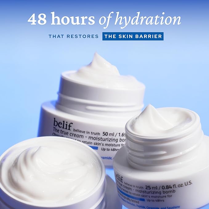 belif Moisturizing Bomb – Daily Ceramide Moisturizer with Peptide & Squalane, 48hr Hydration & Anti-Aging, Milky & Lightweight, Restores Skin Barrier, Korean Skincare, 3.3 fl oz (100ml)