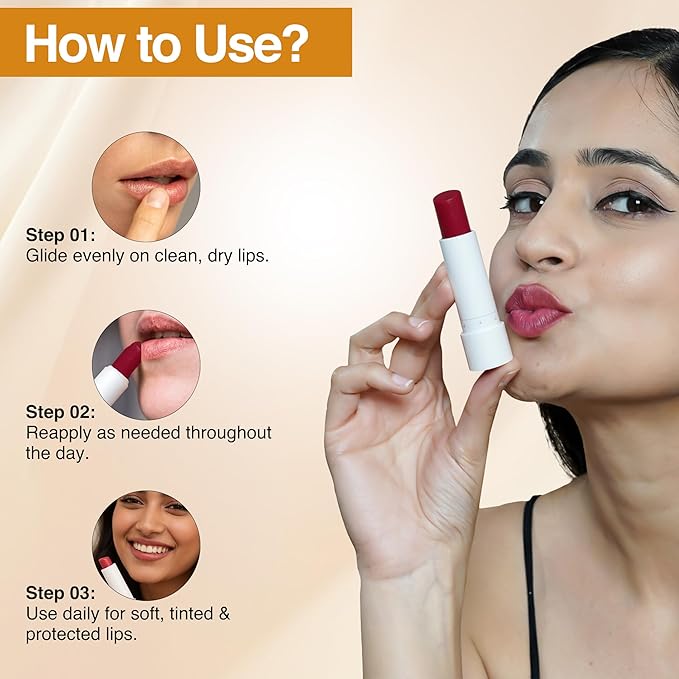 NOURISH MANTRA Beetroot Tinted Lip Balm with SPF 20 | Lip Balm for Chapped & Dry Lips | Enriched with Almond Oil, Shea Butter & Beetroot | Suits All Skin Types | For Men & Women | 4gm