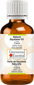 Greenwood Essential Pure Natural Squalane Oil (derived from Olives) Natural Therapeutic Grade for Hair, Skin & Aromatherapy 30ml (1 oz)