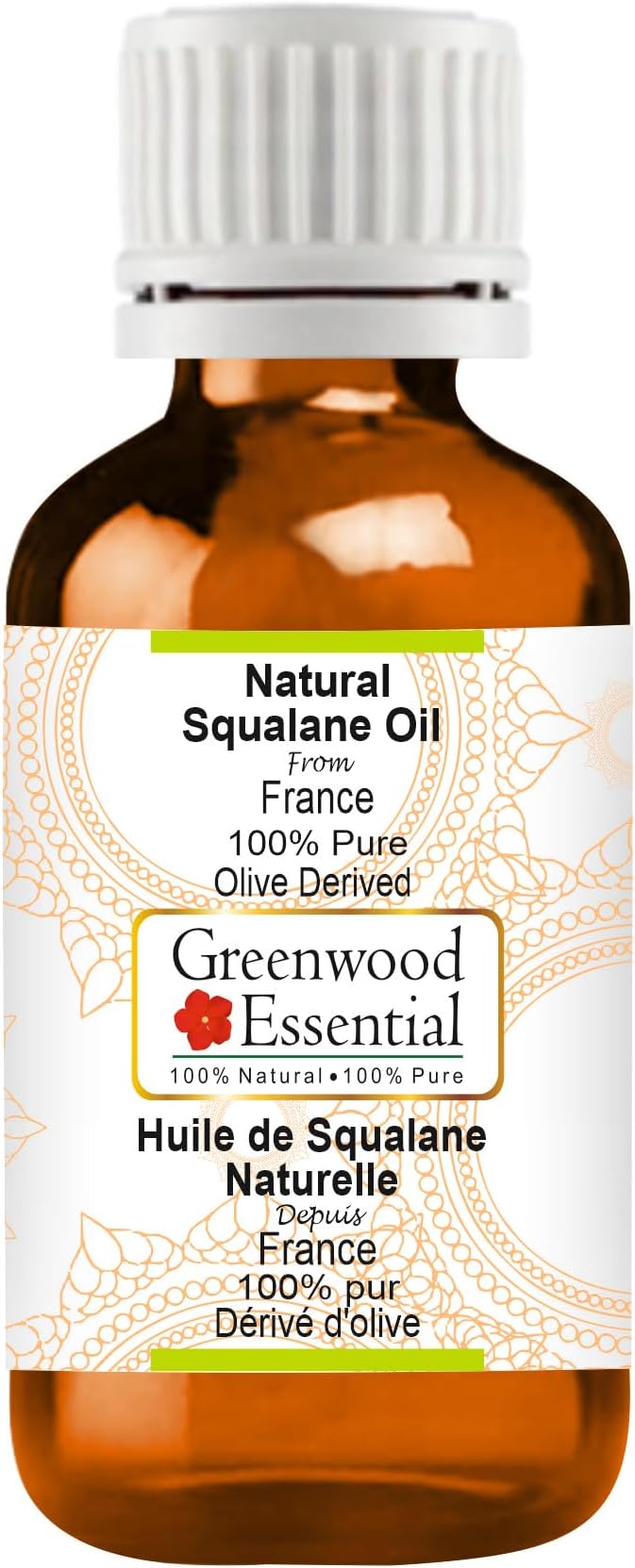 Greenwood Essential Pure Natural Squalane Oil (derived from Olives) Natural Therapeutic Grade for Hair, Skin & Aromatherapy 50ml (1.69 oz)