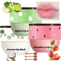 3 Pcs Bee Coconut Apple Honey Pot Lip Mask Sleeping Mask Hydrate Repair Prevent Dry Cracked Lip Exfoliator Care (Strawberry+Apple Lime)