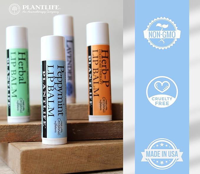 Plantlife Herbal Lip Balm 2 Pack - Organic Made with Beeswax, Calendula & Chamomile - Soothing Balm for Chapped Lips - Moisturize Lips & Works on Minor Cuts - Made in California