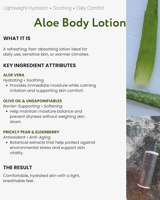 Calithea Aloe Vera Body Lotion with Olive Oil - Hydrating & Moisturizing For All Skin Types