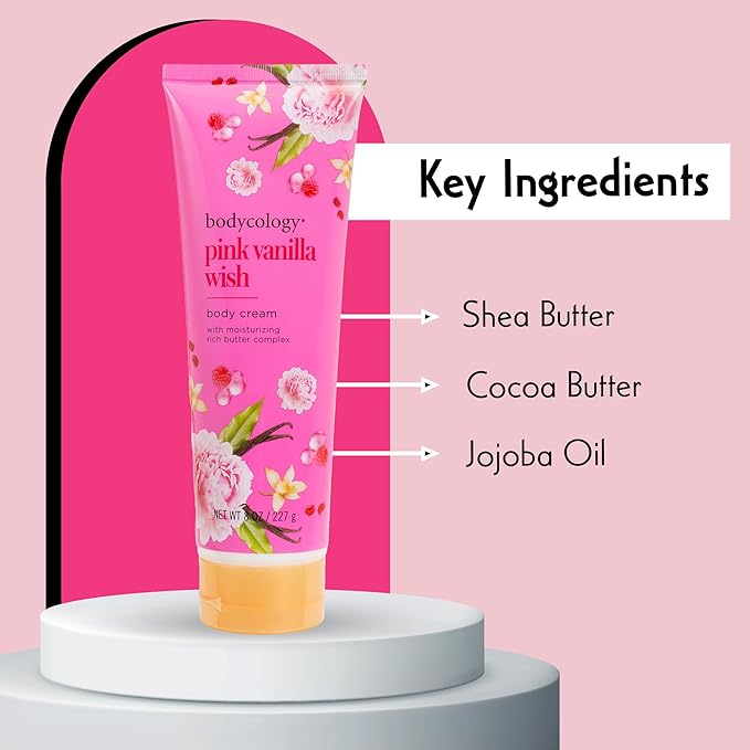 Bodycology Shea Butter Body Cream, Pink Vanilla Wish, 8 oz
