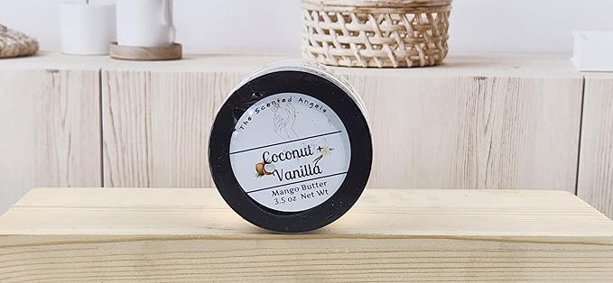 TSA Handmade Whipped Mango Coconut Vanilla Body Butter Cream, Luxury Body Lotion for Dry Skin, Daily Moisturizing Shea Butter, Sunflower Oil, Women, Men, Teens, 3.5 oz Jar (Coconut Vanilla, 3.5 oz)