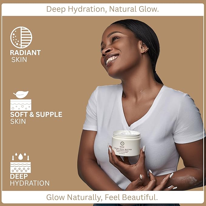 MZURI Body Butter, Whipped Shea and Island Vanilla Blend, Fast-Absorbing, Deep Moisturizing Cream with Essential Oils, Non-Greasy, Natural Skincare for Dry, Glowing Skin, Organic Butter - 8 Fl. Oz
