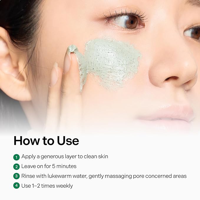 Seaweed Detox Wash Off Mask, Cooling Korean Clay Mask with Bentonite, Kaolin, Glycerin & Seaweed Extracts for Pore Minimizing, Deep Cleansing, Non-Drying Mud Mask, 200ml / 6.76 fl.oz.