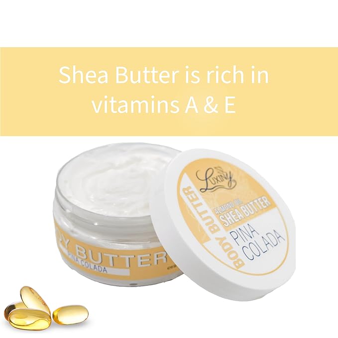 Luxiny Whipped Body Butter for Women & Men – Non-Greasy, Plant-Based Moisturizer with Shea Butter & Essential Oils – Hydrates, Softens & Nourishes Dry Skin (8 oz, Pina Colada)