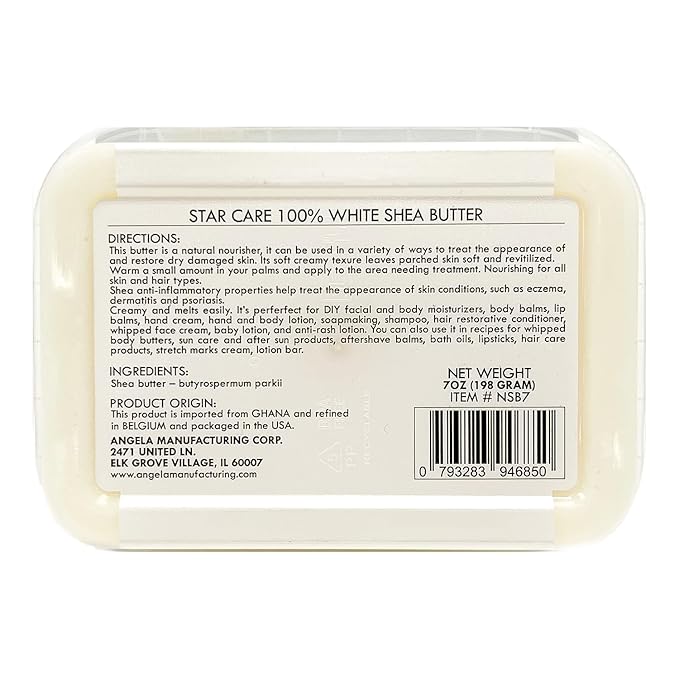 100% Pure White Shea Nut Butter 7oz Unrefined & Raw Natural Moisturizer for Skin Hair & Lips, African Shea Butter Rich in Vitamins & Antioxidants No Added Color or Fragrance