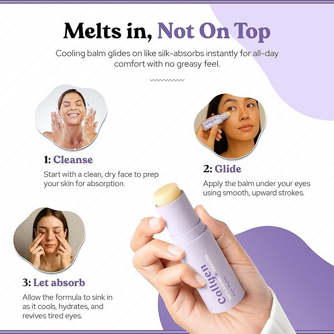 Bella Bliss Collagen Eye Balm Stick for Dark Circles, Puffiness & Wrinkles – Cooling Under Eye Cream with Collagen, Anti-Aging & Hydrating Formula – Made in Korea - 0.35 oz / 10 g - Pack of 2